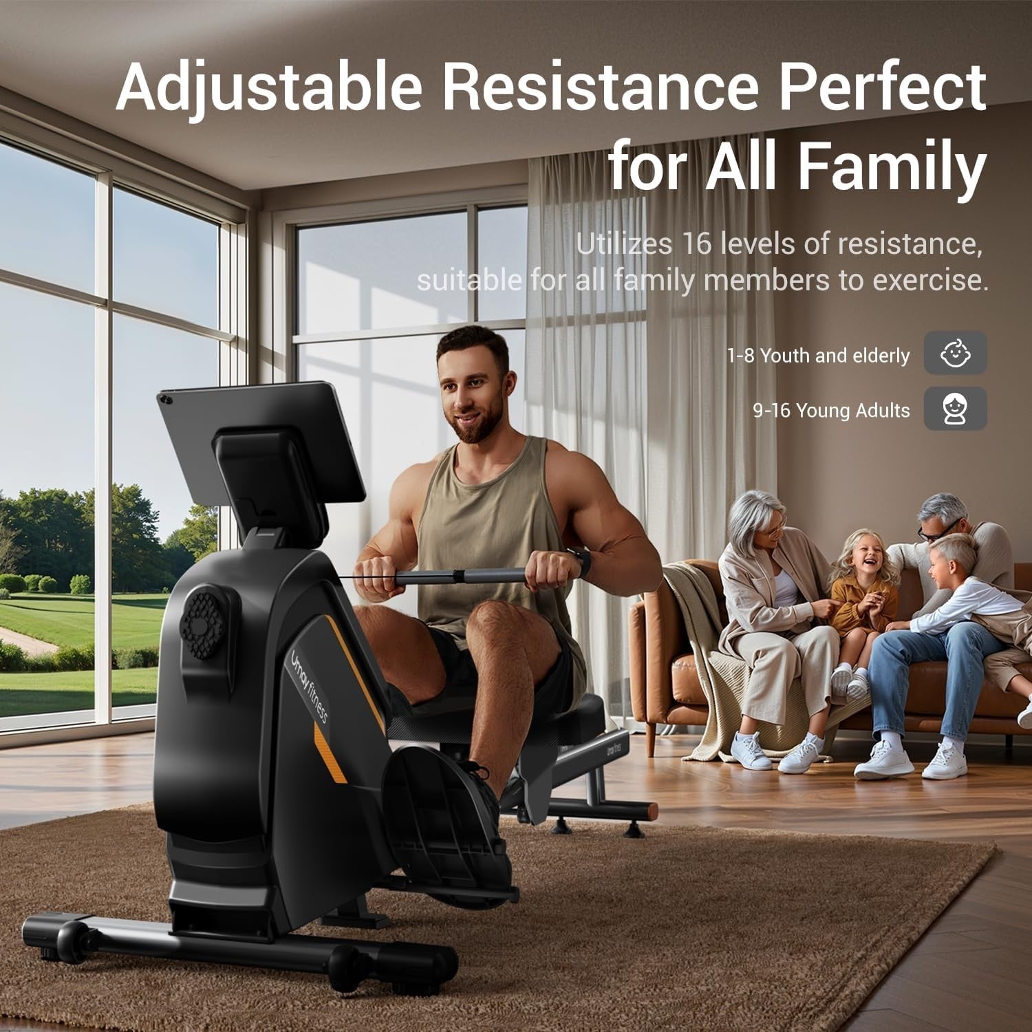 Magnetic Rowing Machine Quiet 16-Level Dual Rail LCD Heavy Duty Home Fitness