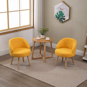 Linen Tub Chairs Set of 2 Lounge Armchairs Small Space Warm Yellow