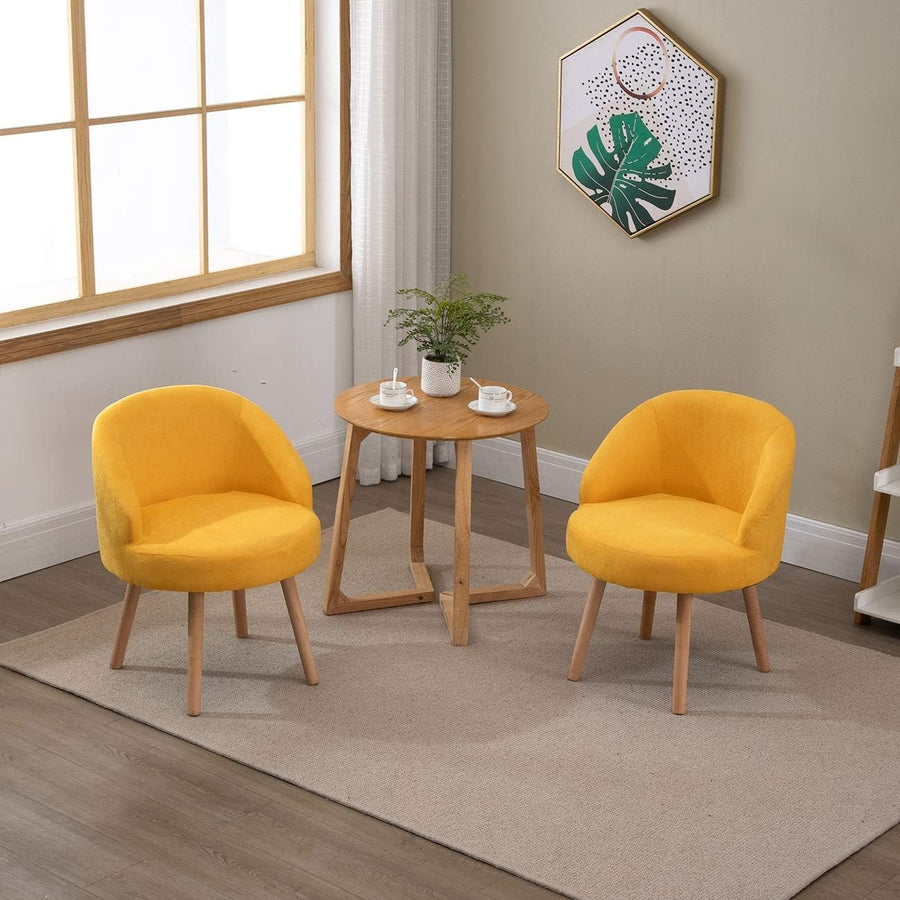 Linen Tub Chairs Set of 2 Lounge Armchairs Small Space Warm Yellow