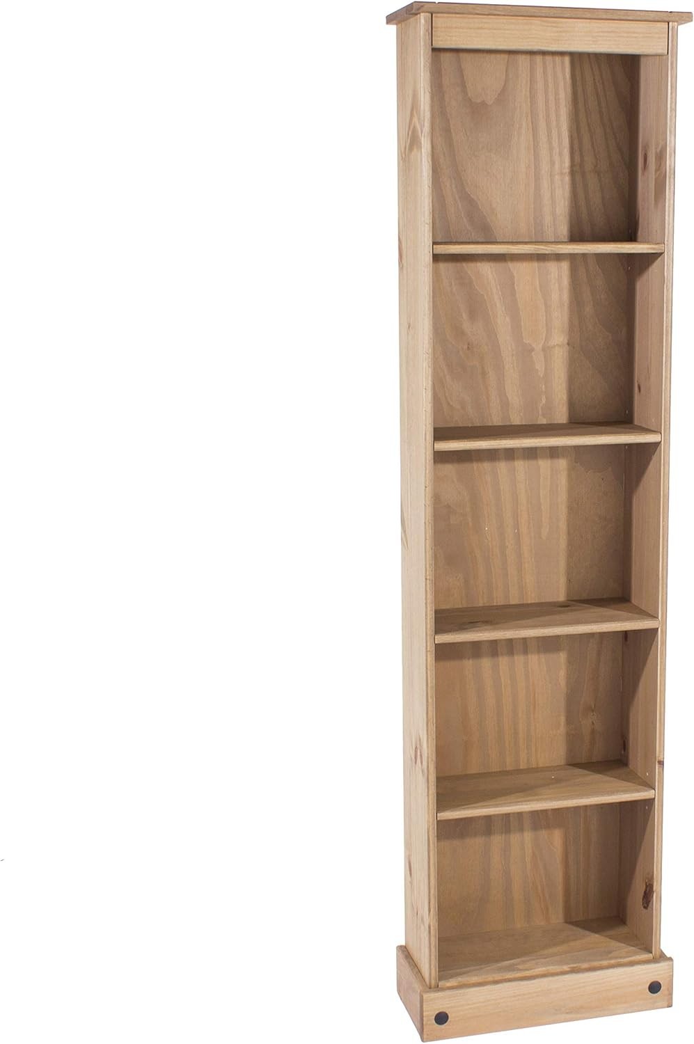 Solid Pine Tall Narrow 5 Tier Bookcase Wooden Storage Shelf Natural