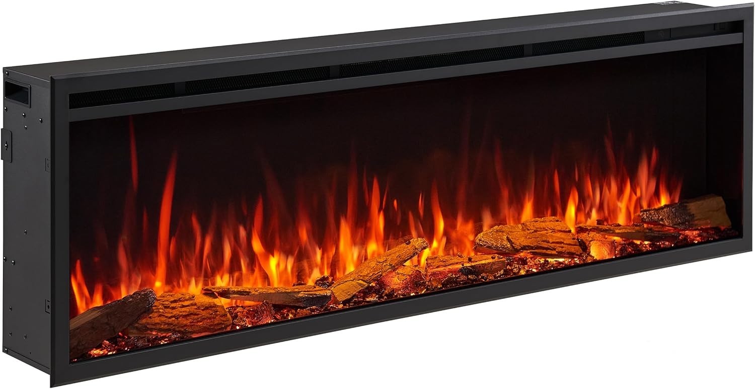 60” Smart Inset Electric Fireplace Alexa Google Voice Control Deep Flame