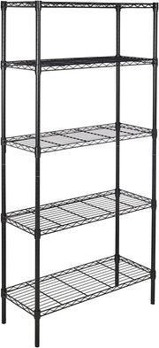 5-Tier Heavy-Duty Metal Storage Rack Adjustable Shelves Industrial Black Unit
