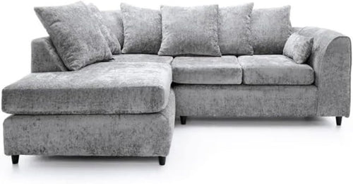 Light Grey 4 Seater Corner Sofa LH – Modular L Shape Fabric Settee Suite