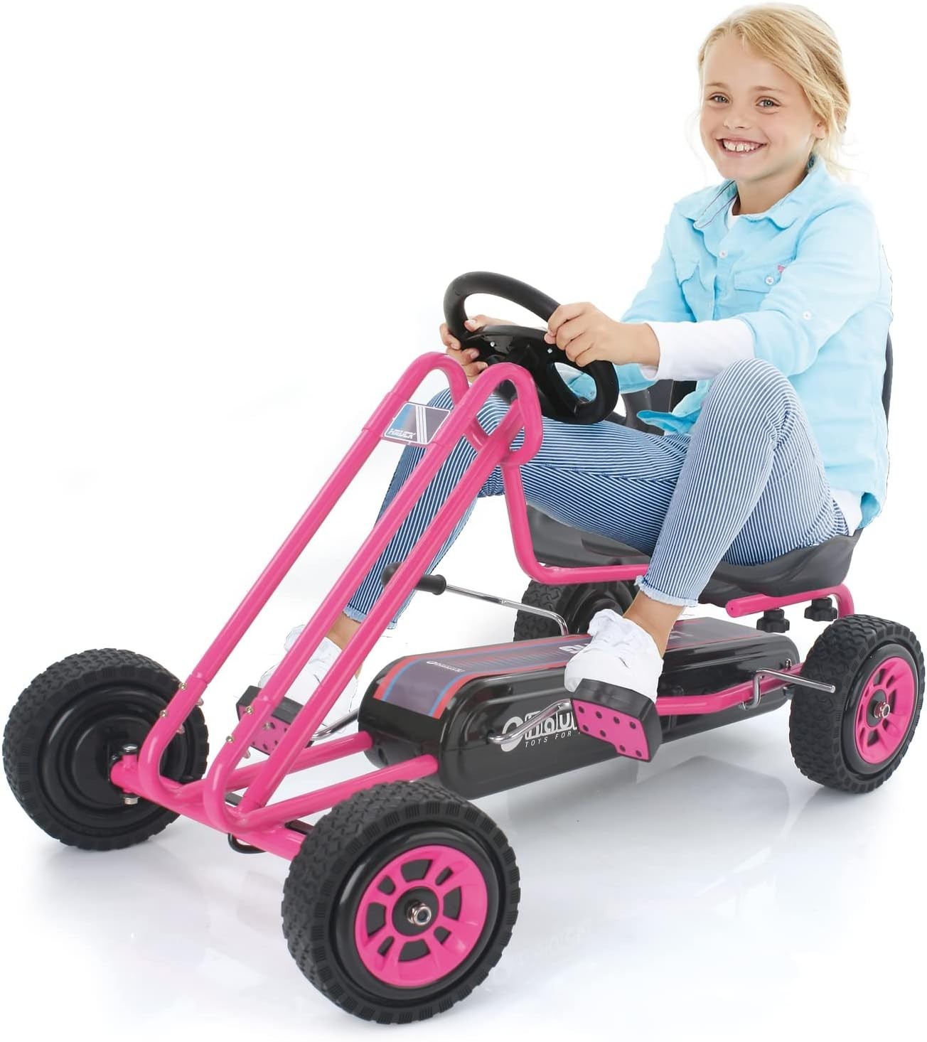 Kids Pedal Go Kart Ride On Car Pink Adjustable Seat Handbrake 50kg