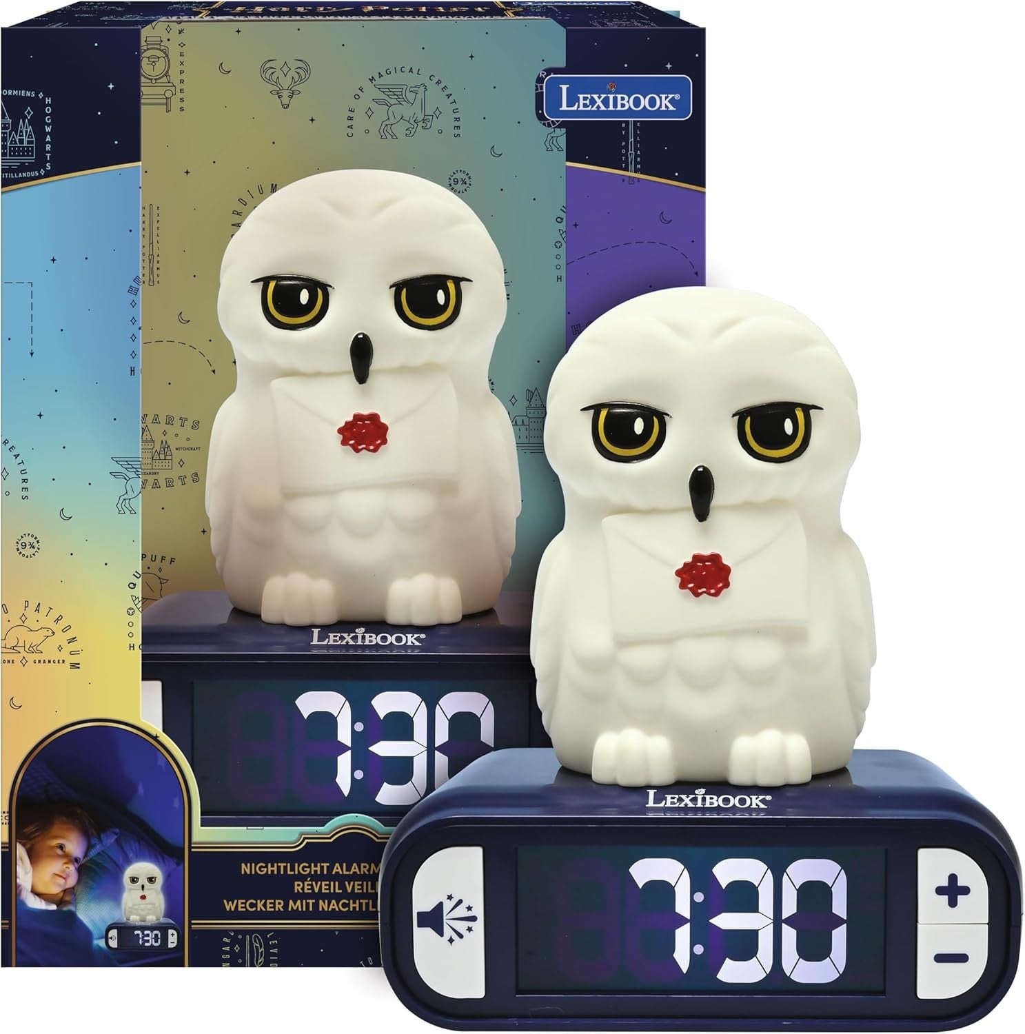 Kids Night Light Alarm Clock Owl Figure LED Backlit LCD Snooze Melodies