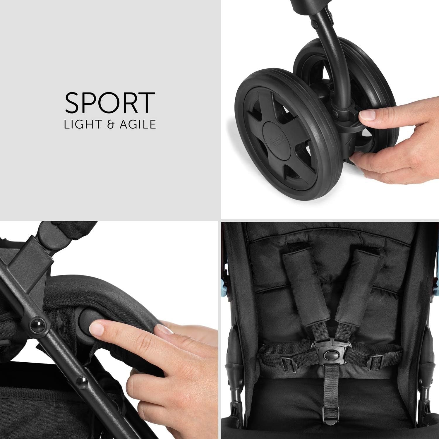 Lightweight Travel Pushchair 5.9kg Compact Foldable Reclining Stroller Blue