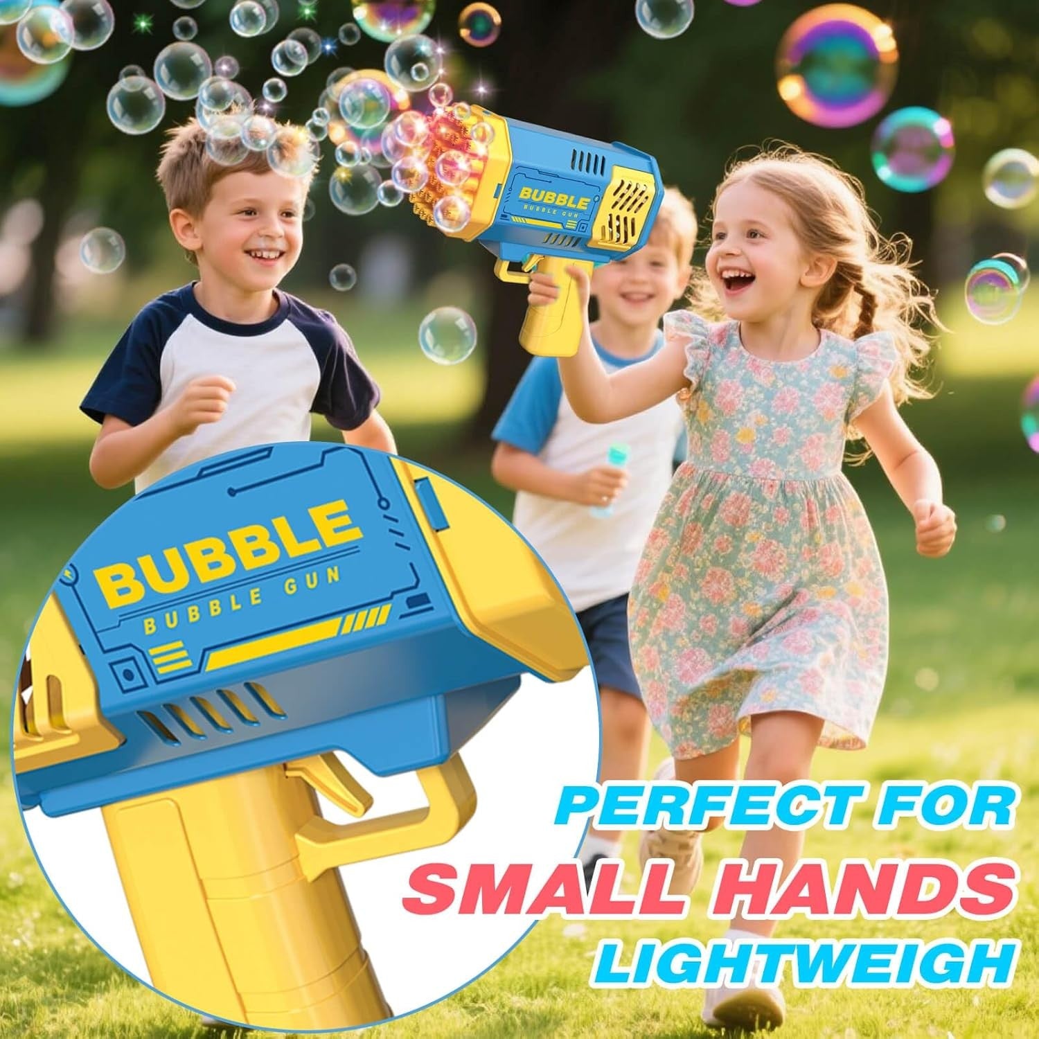 2 Pack Bubble Guns Kids Toy Set with Lights Blue