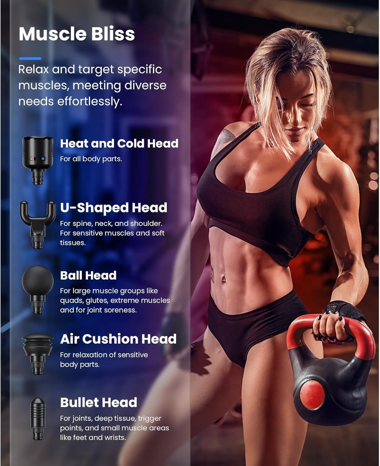 Massage Gun Deep Tissue with Heat Cold 10mm Pro Pain Relief 4000mAh