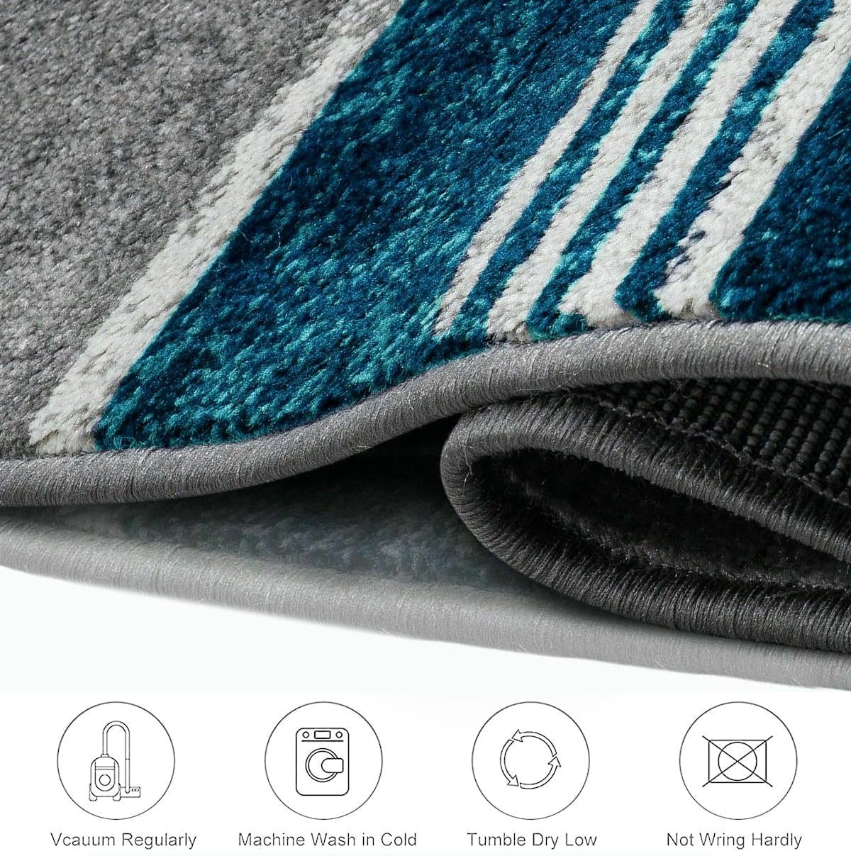 Large Teal Grey Area Rug 6x9 Soft Plush Thick Pile Modern Living Room