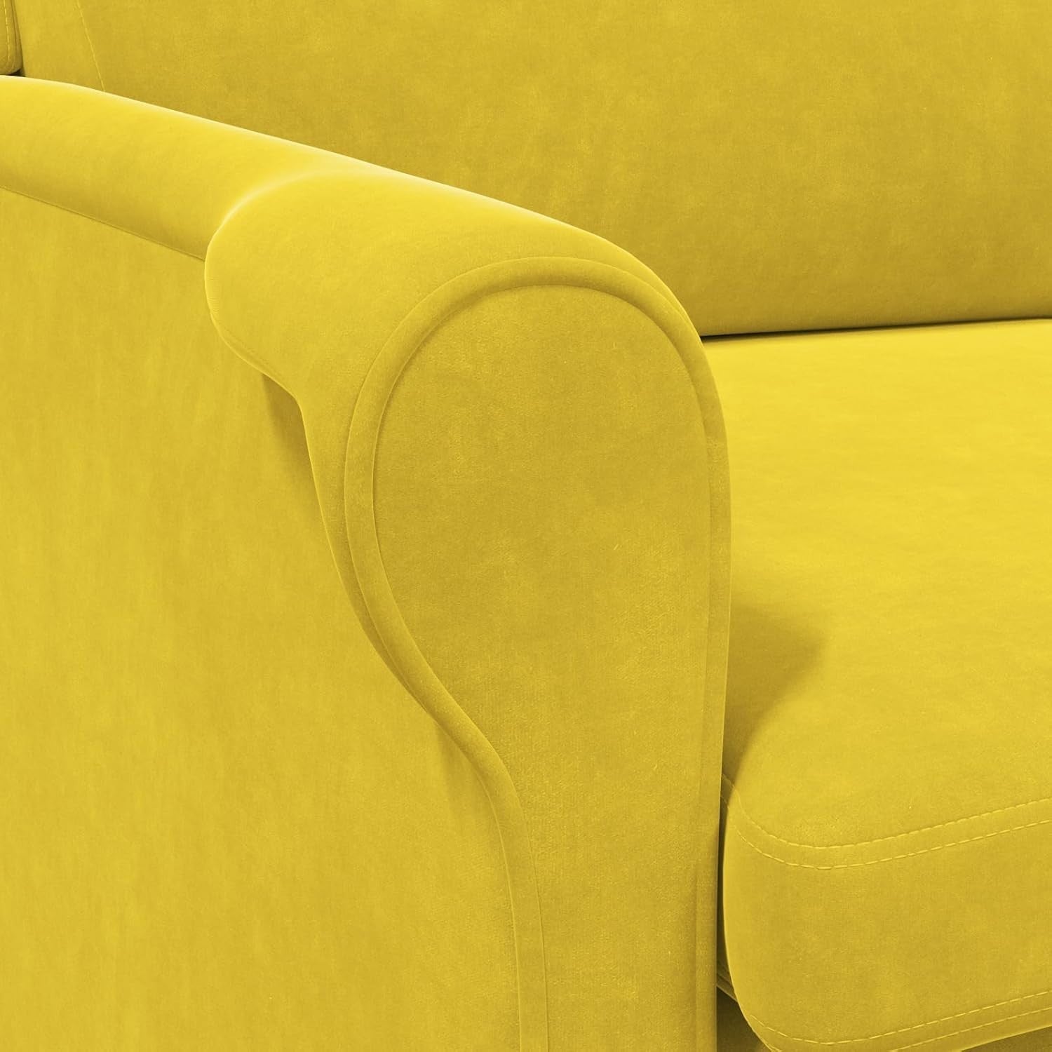 Yellow Highback Armchair Fabric Wingback Lounge Chair Wooden Legs