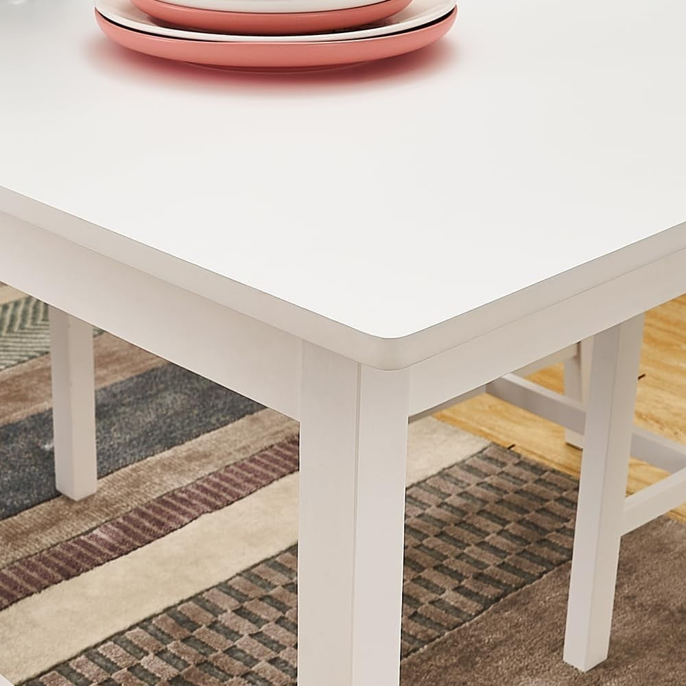 Solid Pine Dining Table Set 4 Chairs White | Durable Kitchen Furniture