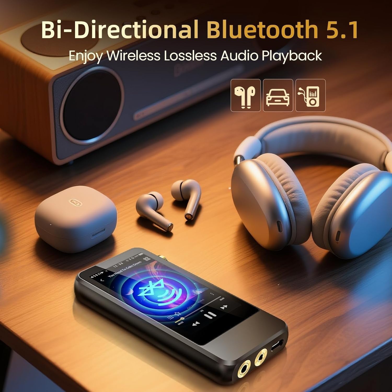 Hi-Res MP3 Player 3.2" Touch Screen Bluetooth Dual DAC 128GB Audio Device