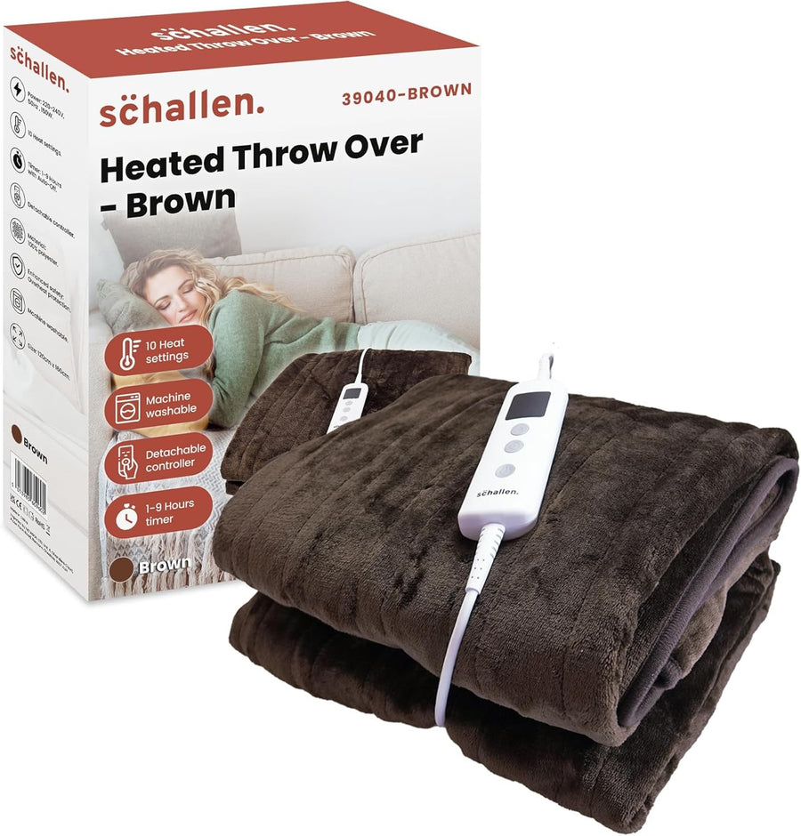 Electric Heated Throw Blanket 120x160cm Soft Fleece Timer 10 Heat Levels