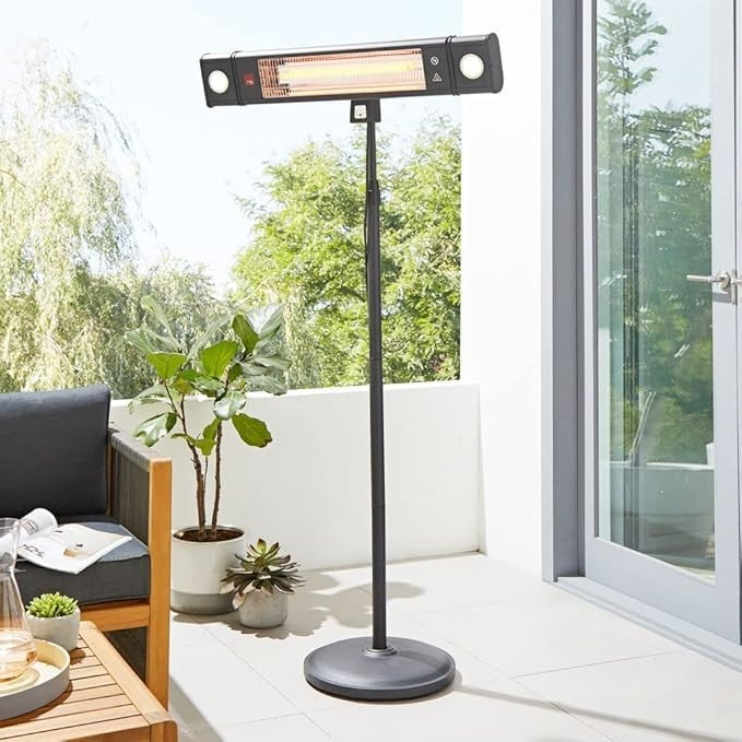 Outdoor Wall Mount Patio Heater 1800W LED Light IP44 Remote Safe Heat