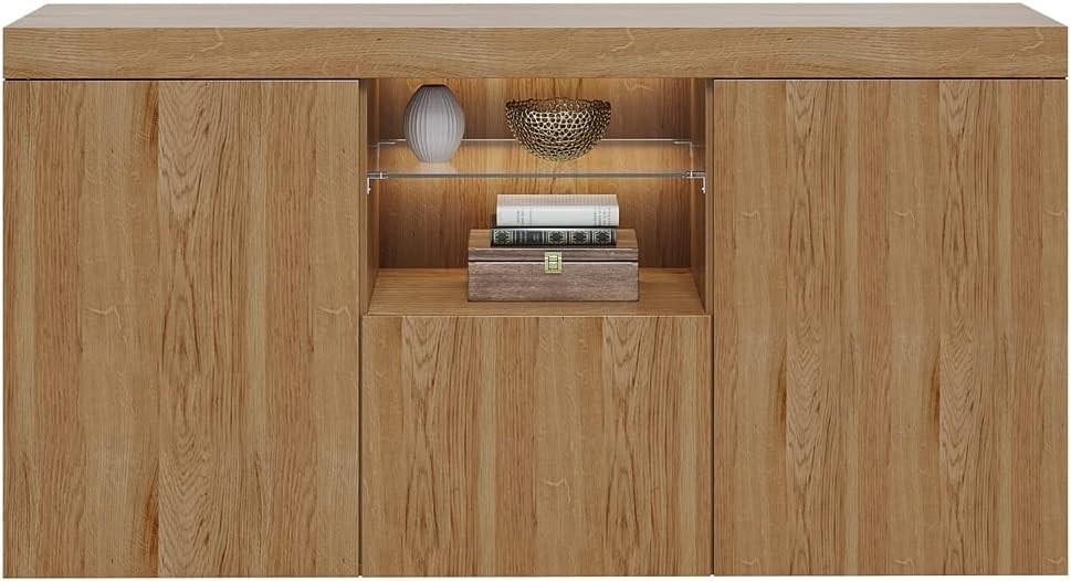 Oak Sideboard Cabinet 3 Door TV Unit Storage Cupboard for Living Room
