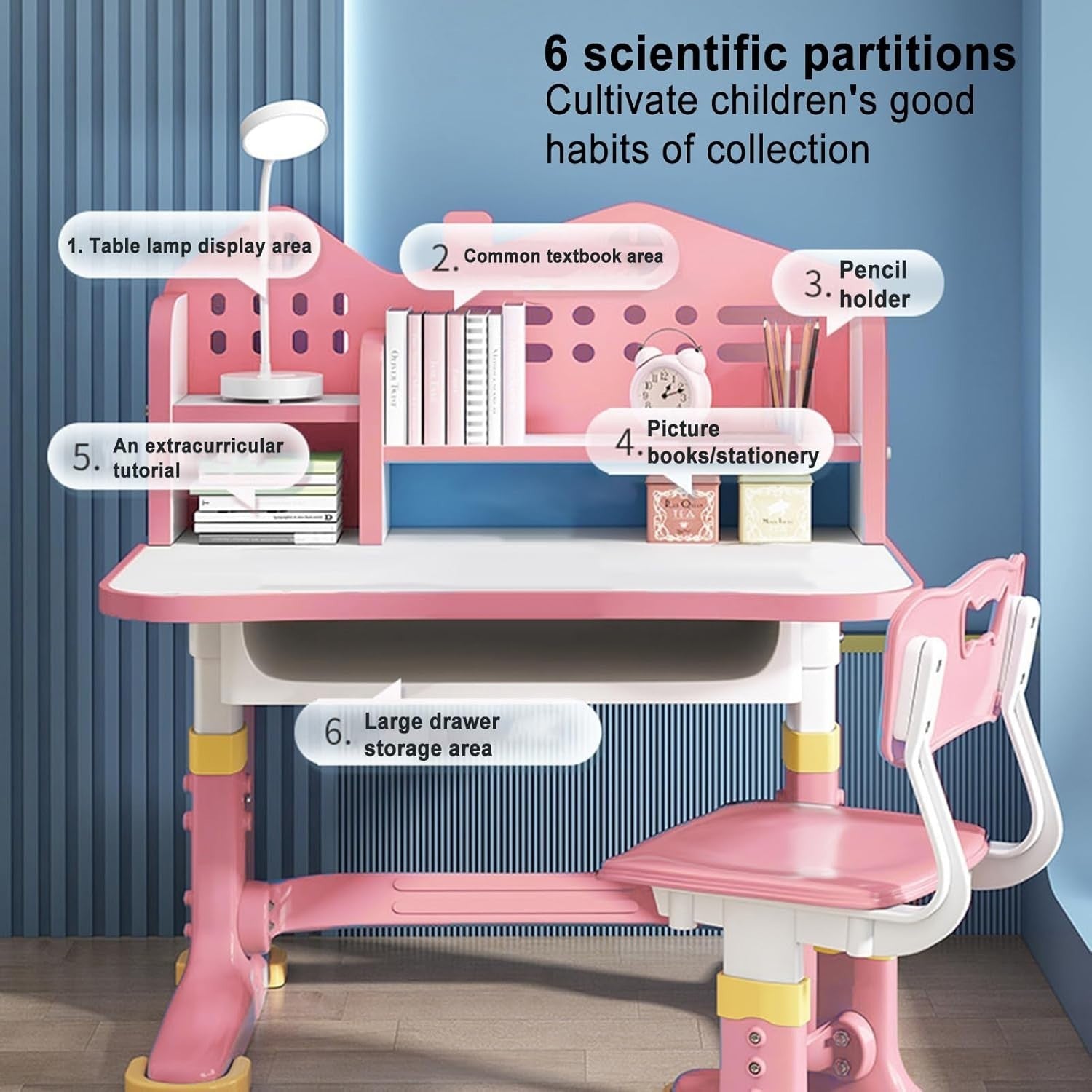 Adjustable Kids Desk & Chair Set with Drawer & Bookstand – Ergonomic Design