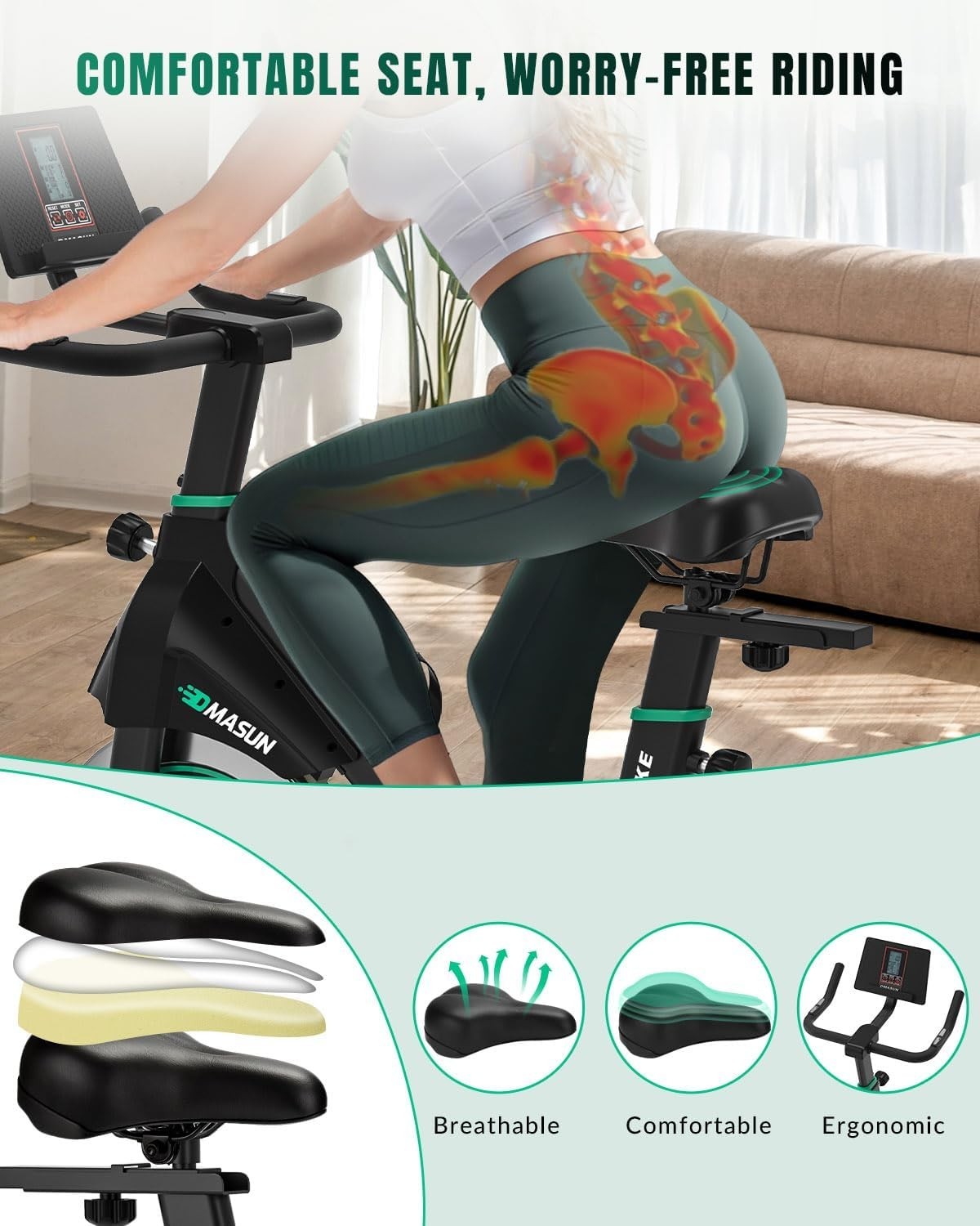 Quiet Magnetic Exercise Bike w/ LCD, Tablet Holder, Comfy Seat & 160kg Capacity