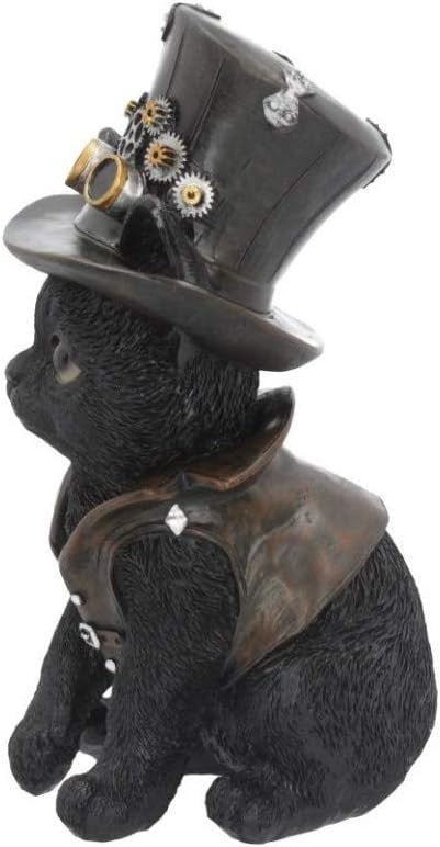 Steampunk Cat Figurine 18.5cm Resin Ornament Gothic Decor Hand Painted Statue