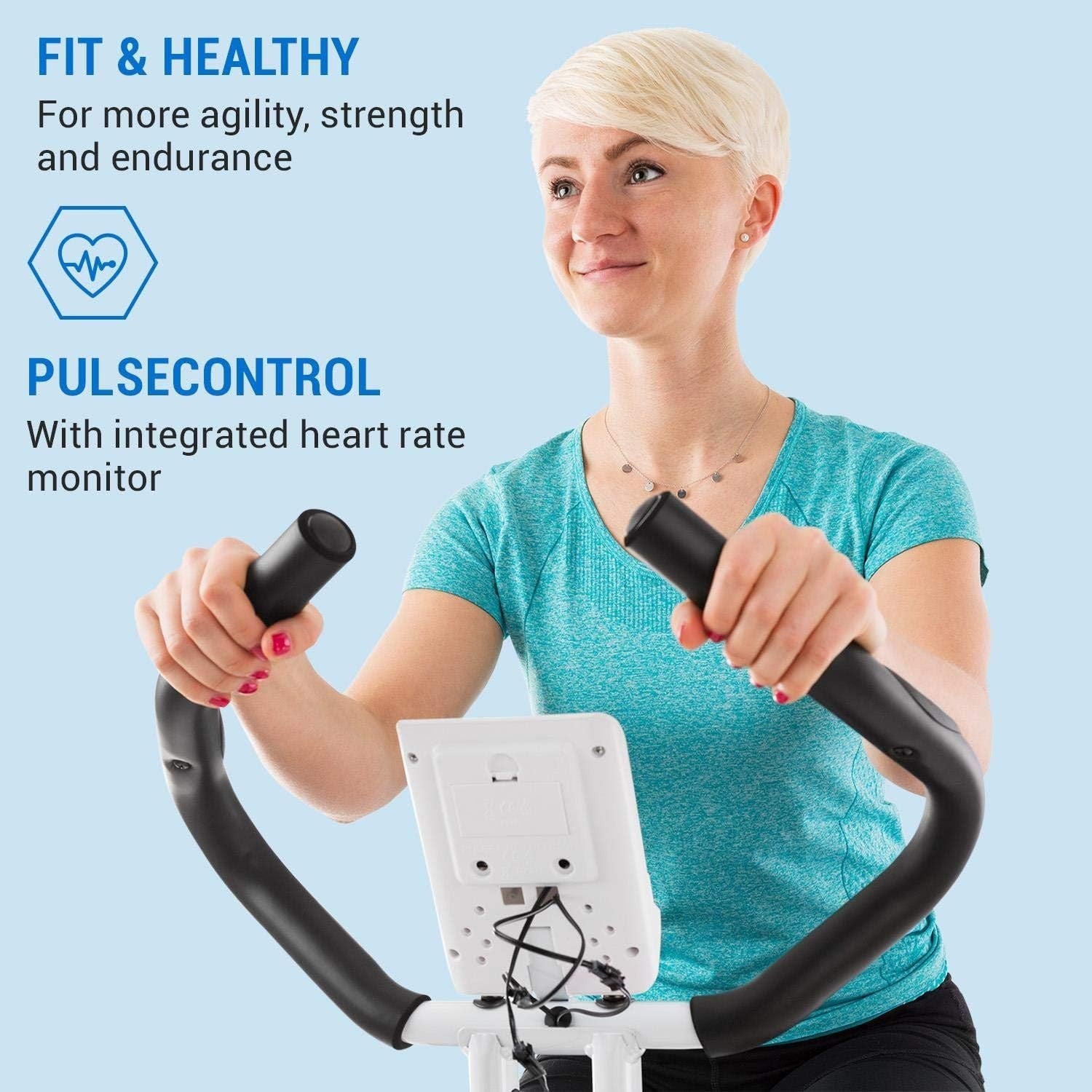 Foldable Magnetic Exercise Bike w/ LCD Monitor, Pulse Sensors & 8 Resistance