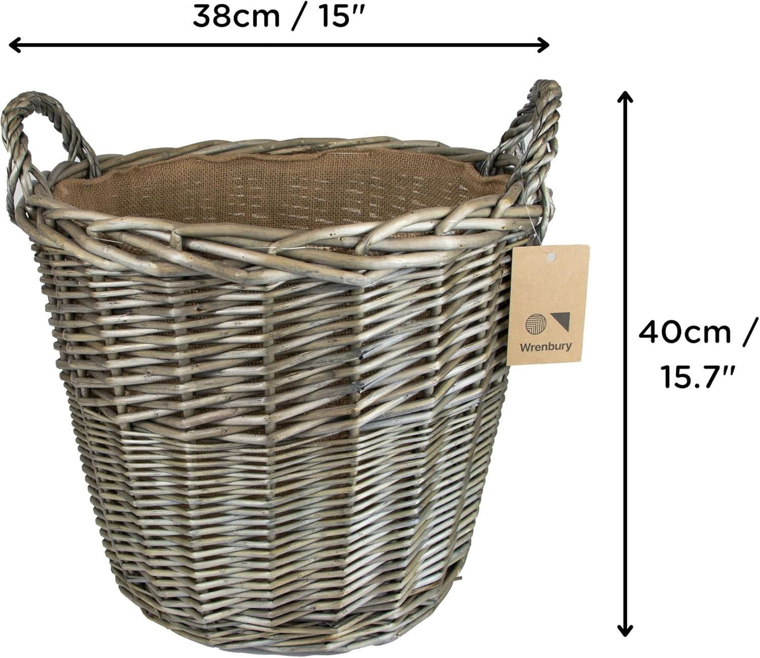 Wicker Log Basket Set with Handles & Lining – 51cm & 38cm Firewood Bins
