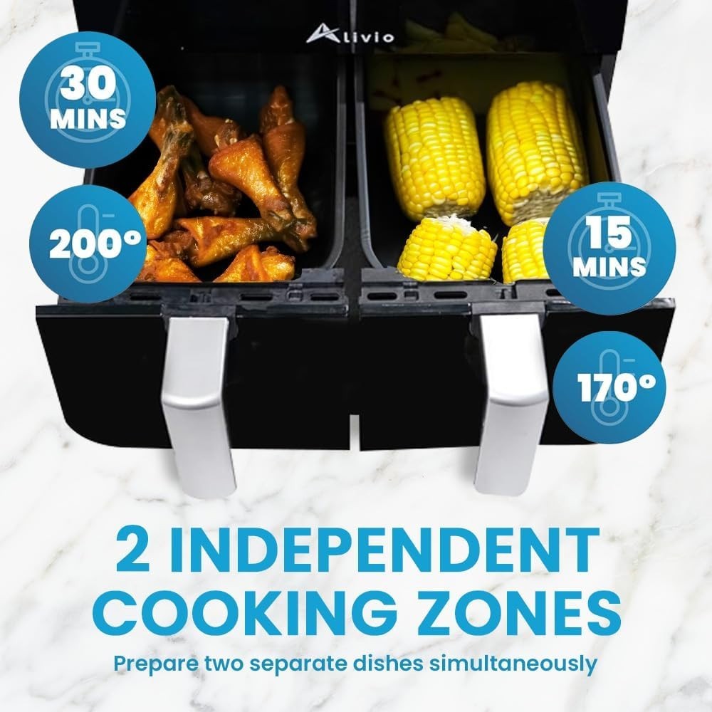 9L Dual Basket Air Fryer | 12 Presets, Visual Window, 2400W, Low-Oil Family Size