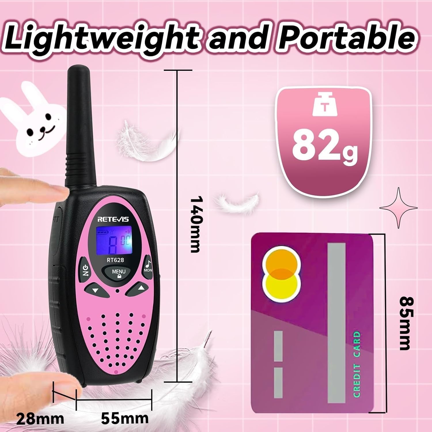 Kids Walkie Talkies Long Range VOX LCD 8 Channel 2 Way Radio Pair Pink