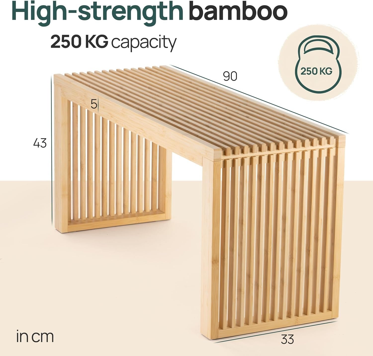 Bamboo Dining Bench Wooden Hallway Bathroom Seat Indoor Bench