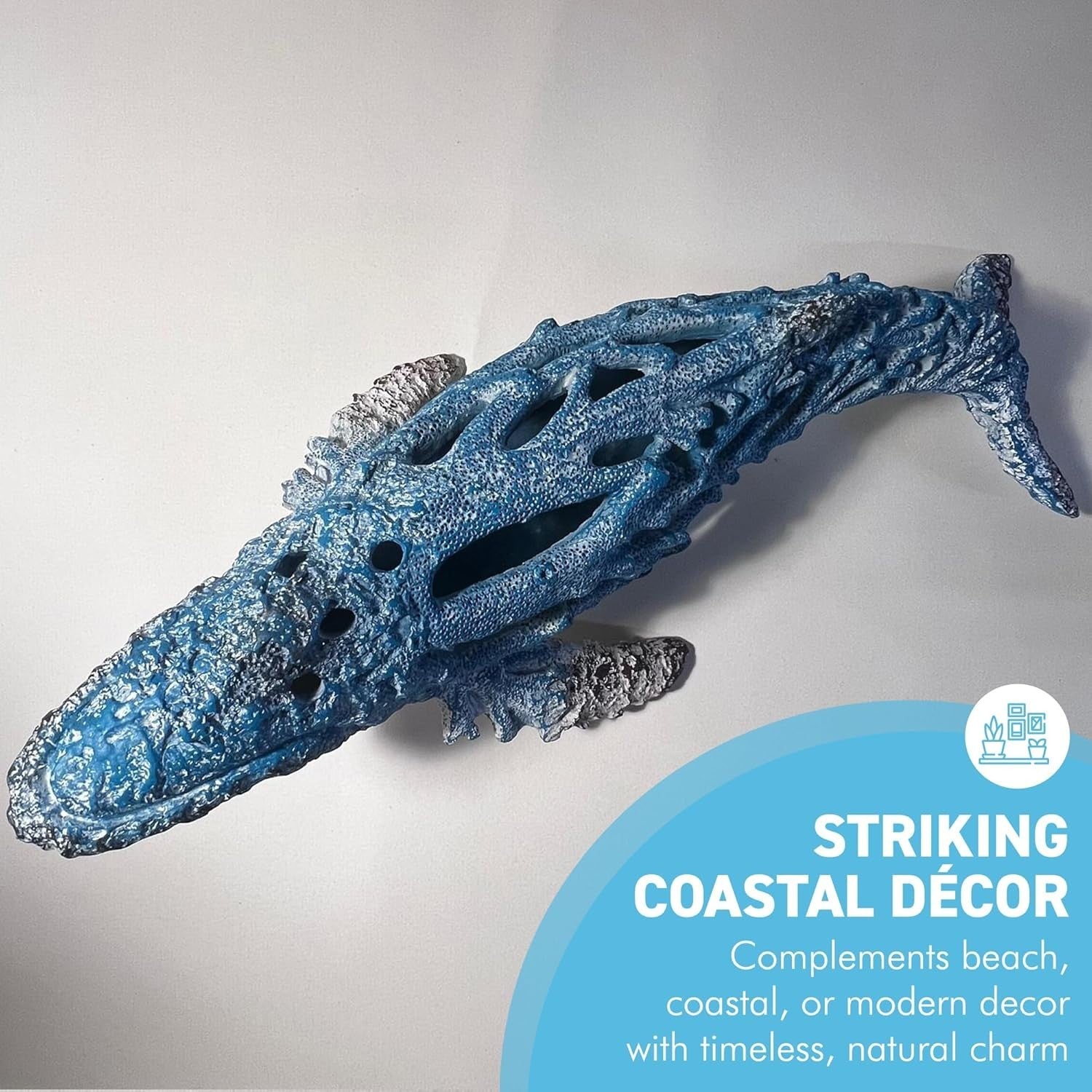 Large Hand-Painted Humpback Whale Ornament 46cm | Nautical Ocean Decor Resin Art