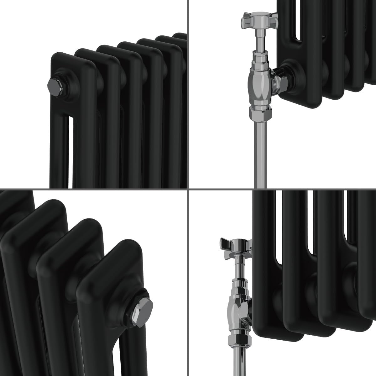 Black Cast Iron 2 Column Radiator 600x1010mm Central Heating Bathroom