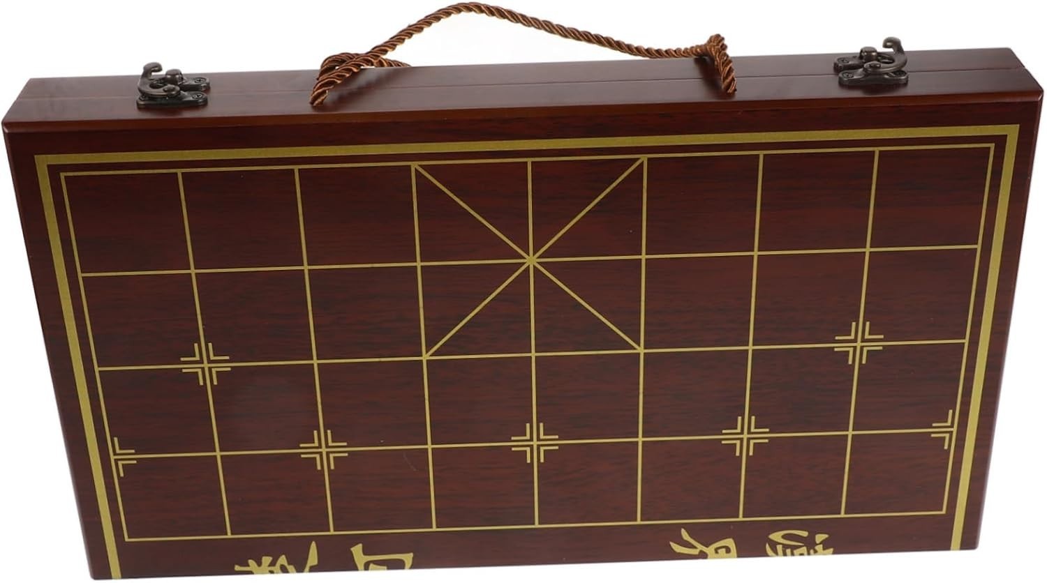 Wooden Xiangqi Travel Chess Set Storage Box Board Portable Game