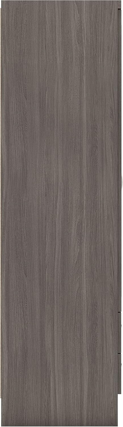 Modern 4 Door 2 Drawer Black Wood Grain Wardrobe with Mirror & Storage