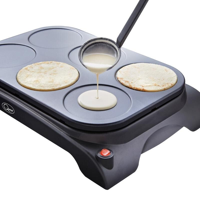 Quest Mini Pancake Maker Grill 1000W Non-Stick Crepe Omelette Breakfast Plate