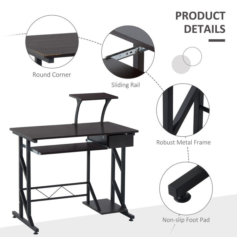 PC Computer Desk with Keyboard Tray & Storage – Home Office Table
