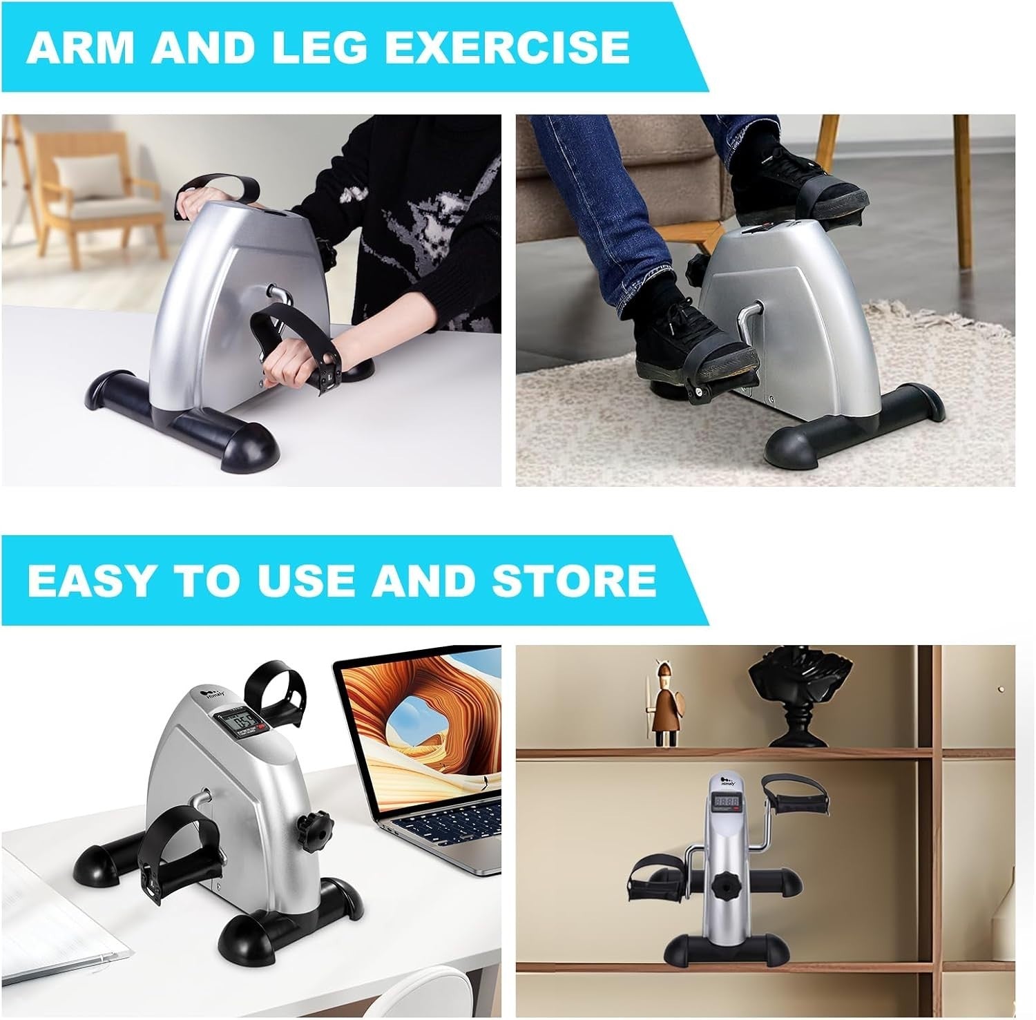Portable Mini Pedal Exerciser w/ LCD Monitor & Adjustable Resistance for Home