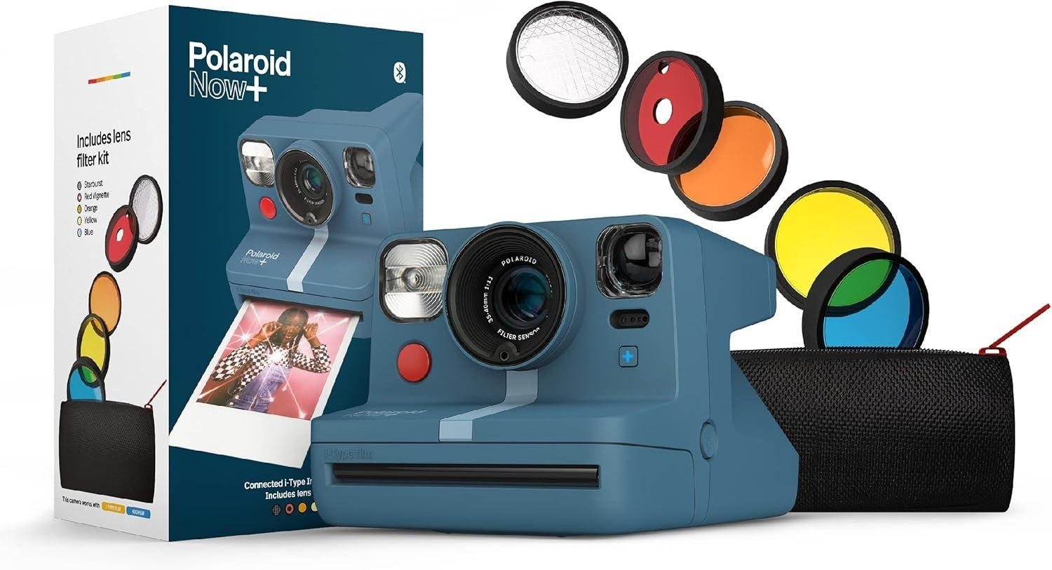 Bluetooth Instant Camera Creative Modes Tripod Mount Blue Camera