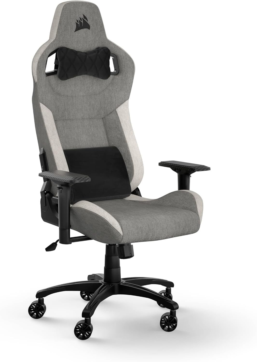 Ergonomic Fabric Gaming Chair Style w/ Lumbar & Neck Pillow