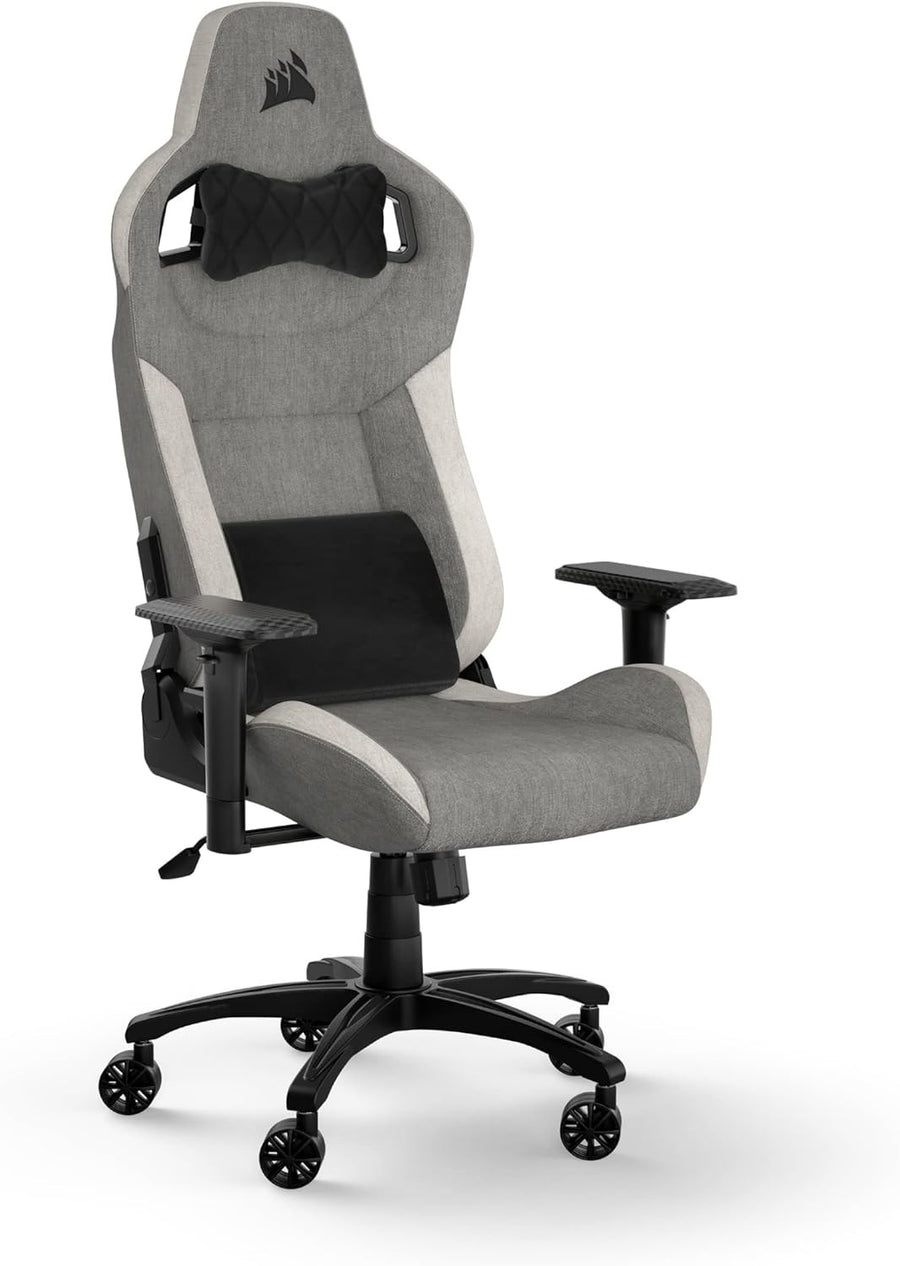 Ergonomic Fabric Gaming Chair Style w/ Lumbar & Neck Pillow