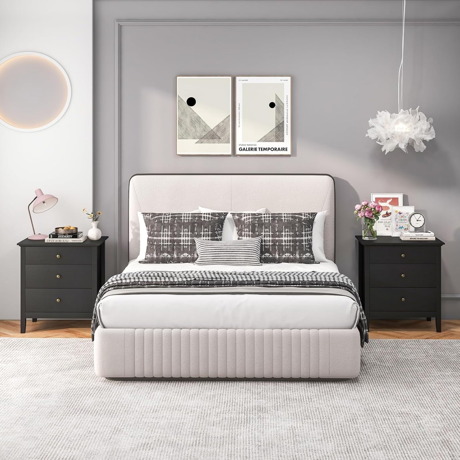 Black Wooden 3 Drawer Bedside Table | Modern Storage Cabinet