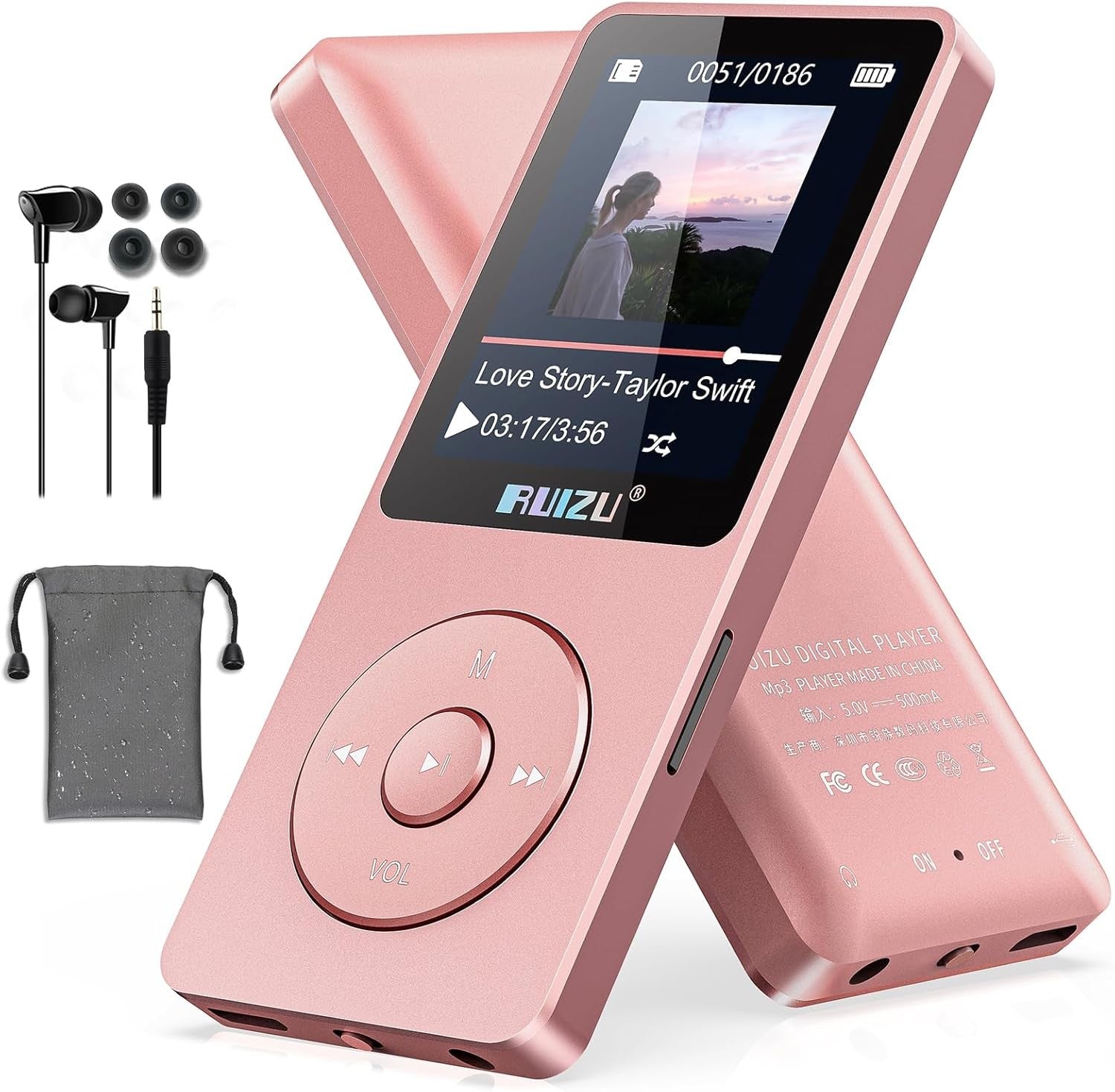32GB MP3 Player Bluetooth 5.3 80H Battery 1.8" Screen TF 128GB