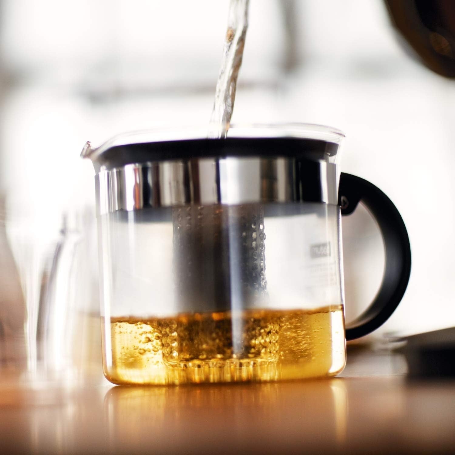 1.5L Glass Teapot with Filter 12 Cup Tea Pot Dishwasher Safe Black