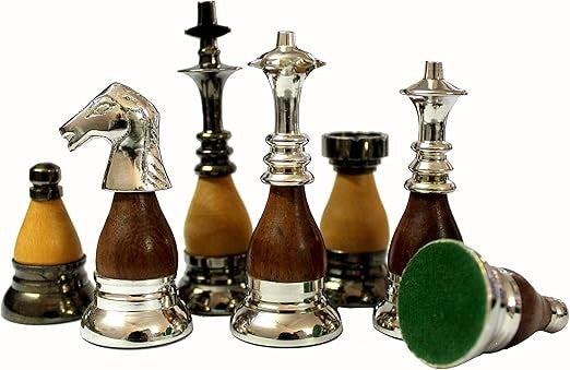 Luxury 15" Black Marble Chess Set – Inlaid Board + Brass & Wooden Handcrafted