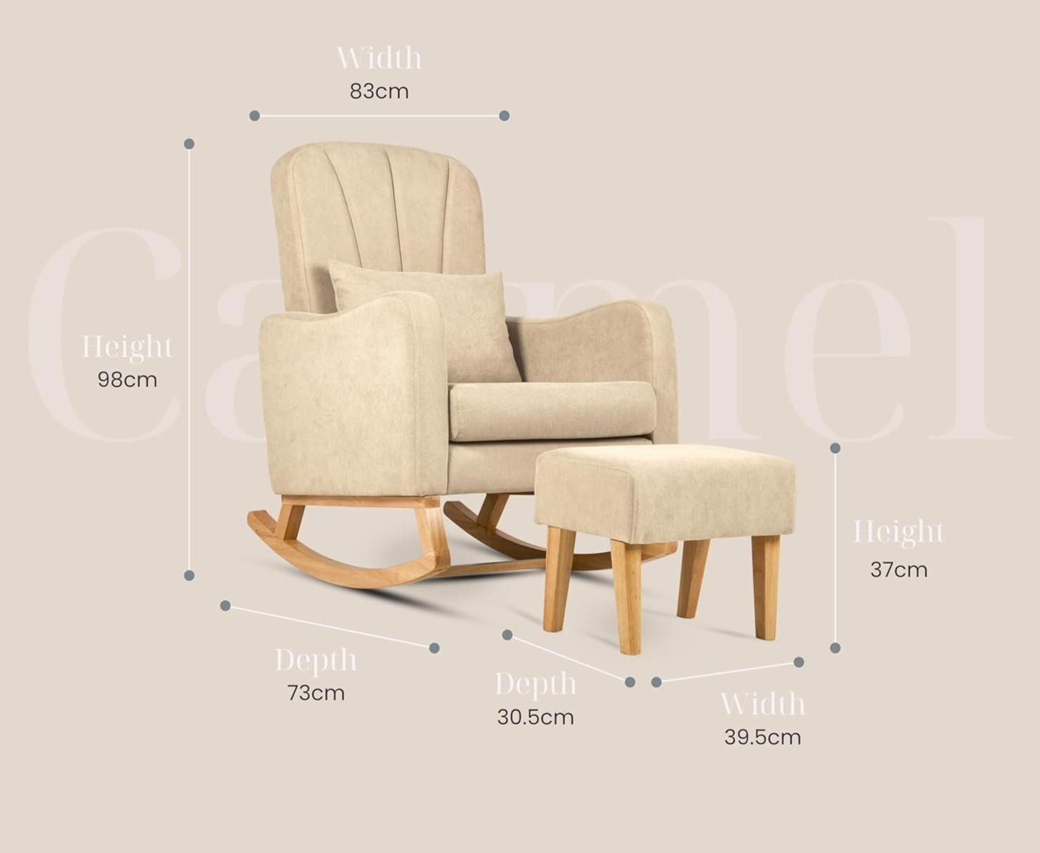 Rocking Nursing Chair & Footstool Set for Feeding & Relaxation, Beige, Comfy