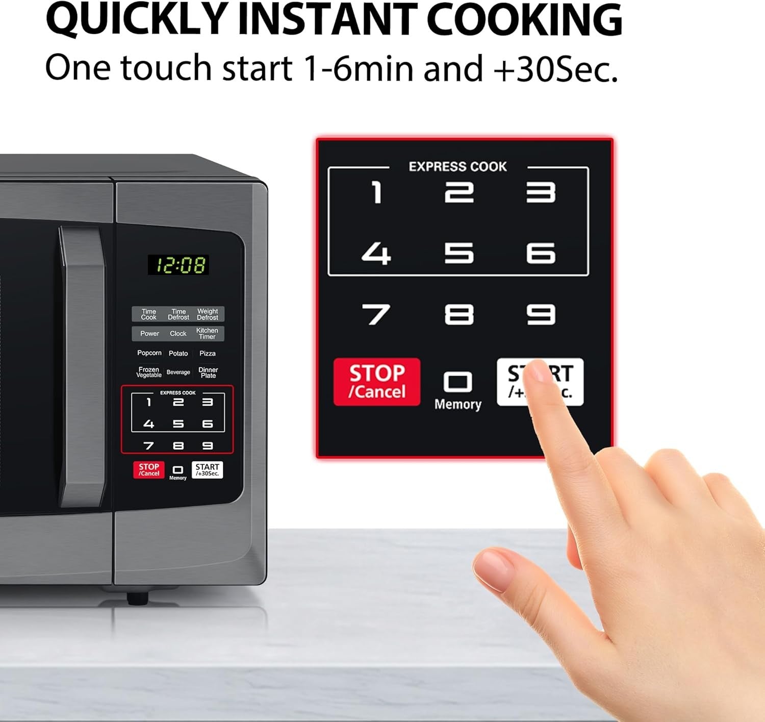 800W 23L Digital Microwave Oven Black Auto Defrost 6 Auto Cook Easy Clean