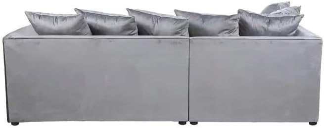 Luxury Grey Plush Velvet 4 Seater L Shape Modular Corner Sofa Set Comfy
