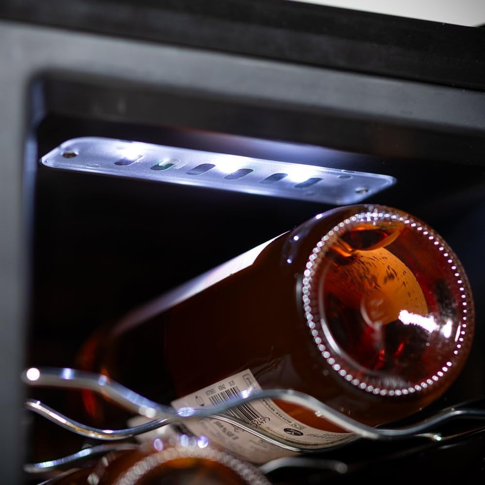 6 Bottle Wine Cooler Fridge Thermoelectric LED Glass Door Countertop