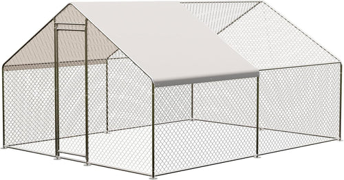 9.8x13.1FT Walk In Chicken Coop Metal Run w Cover