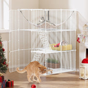 3-Tier Indoor Cat Cage Playpen w/ Hammock, Sturdy Metal Crate for 1-2 Cats