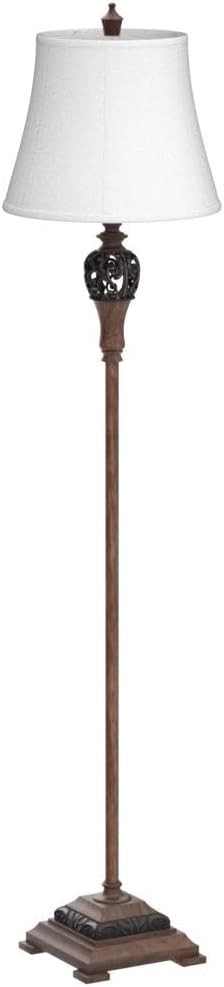 Vintage Floor Lamp Tall Standing Light Fabric Shade Classic Reading Lamp