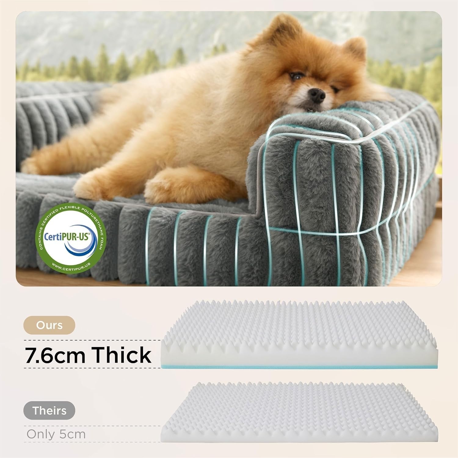 Orthopedic Memory Foam Dog Bed Sofa Medium 76x51x16cm Waterproof