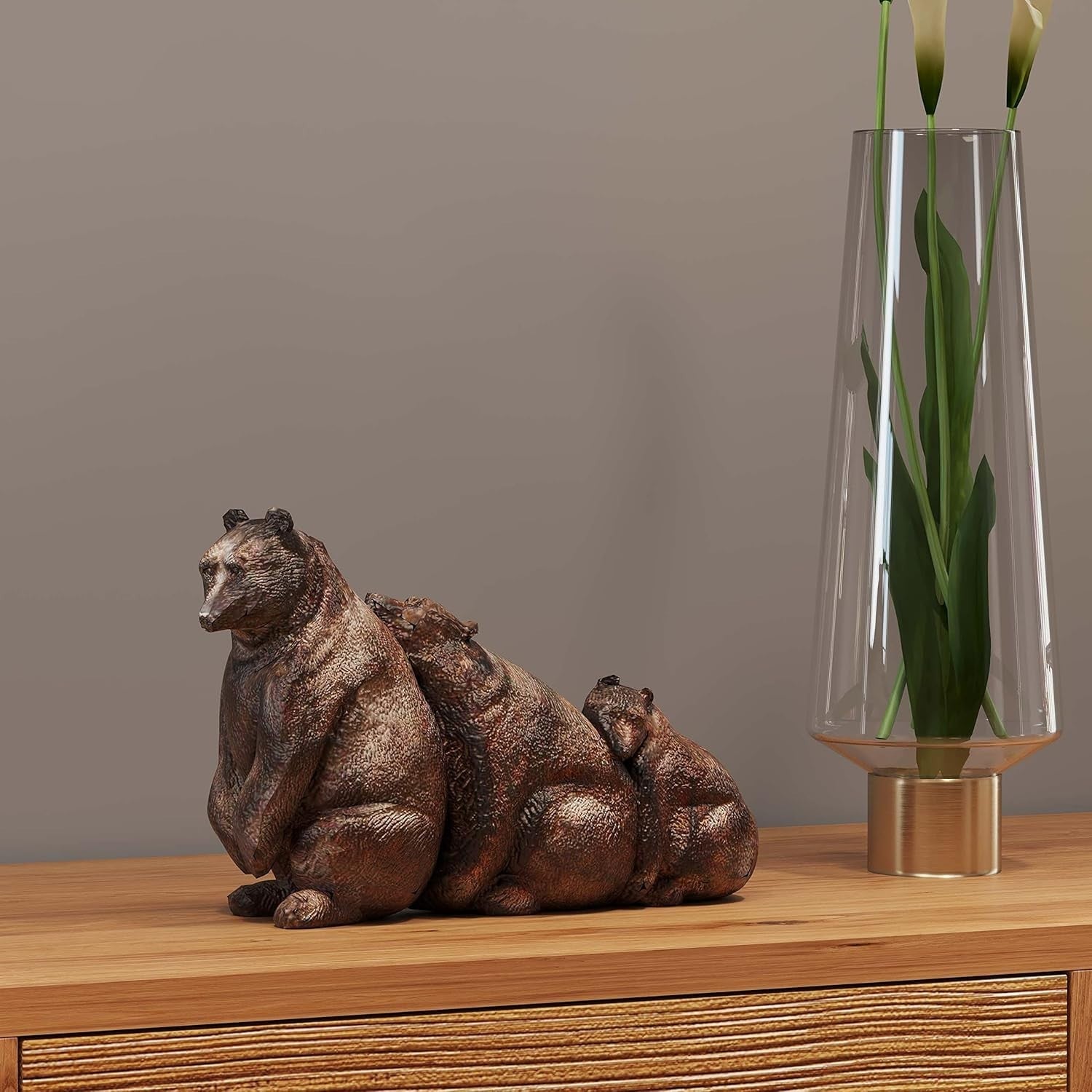 Bear Family Ornament • Rustic Animal Sculpture • Handmade Decor for Home & Gifts